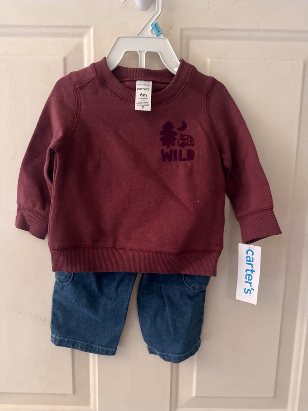 Carter's Maroon Pullover Sweatshirt with 'WILD' Graphic